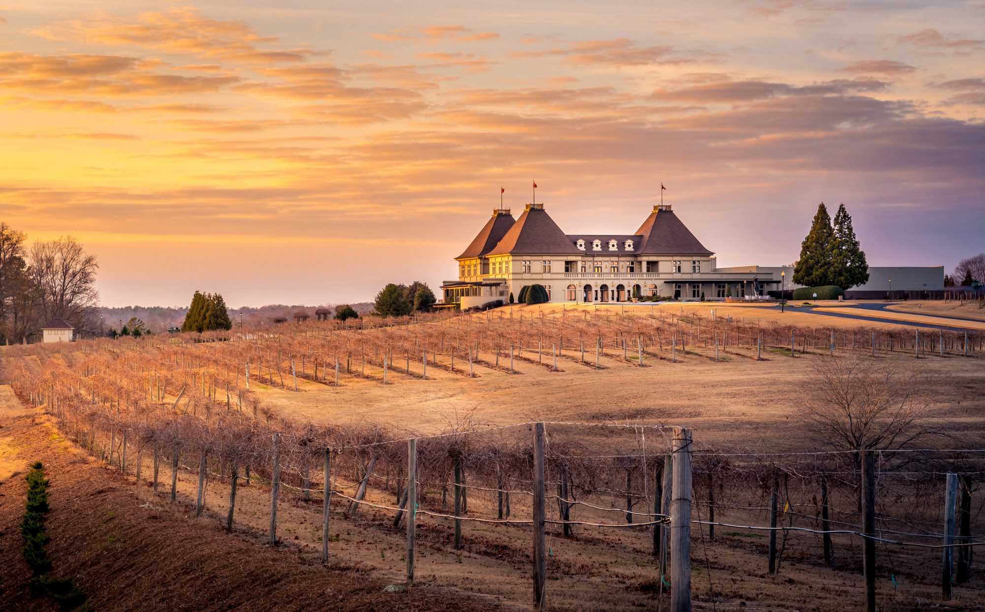 Château Élan Winery at sunset